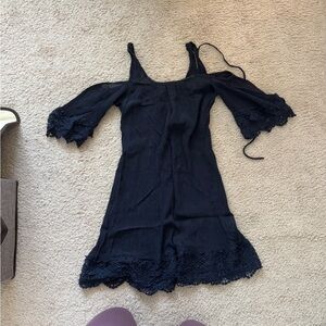 Elegant Black Lace Trim Dress